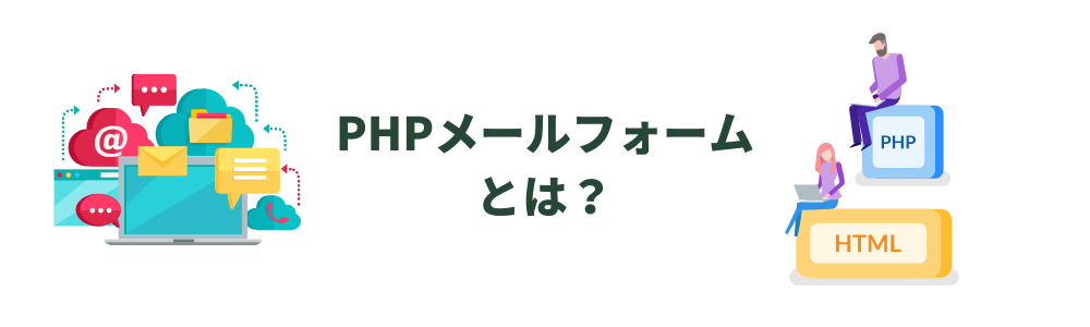 PHPメールフォームとは？PHPとHTMLを使用してメールフォームを作成し、利用している様子。